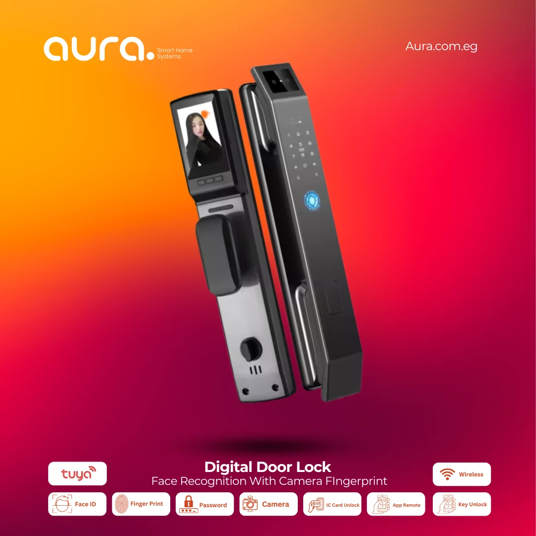 3D Face Recognition Unlock Digital Door Lock With Camera FIngerprint 3D Face Recognition Smart Digital Door Lock – قفل إلكتروني ذكي بكاميرا والبصمة
