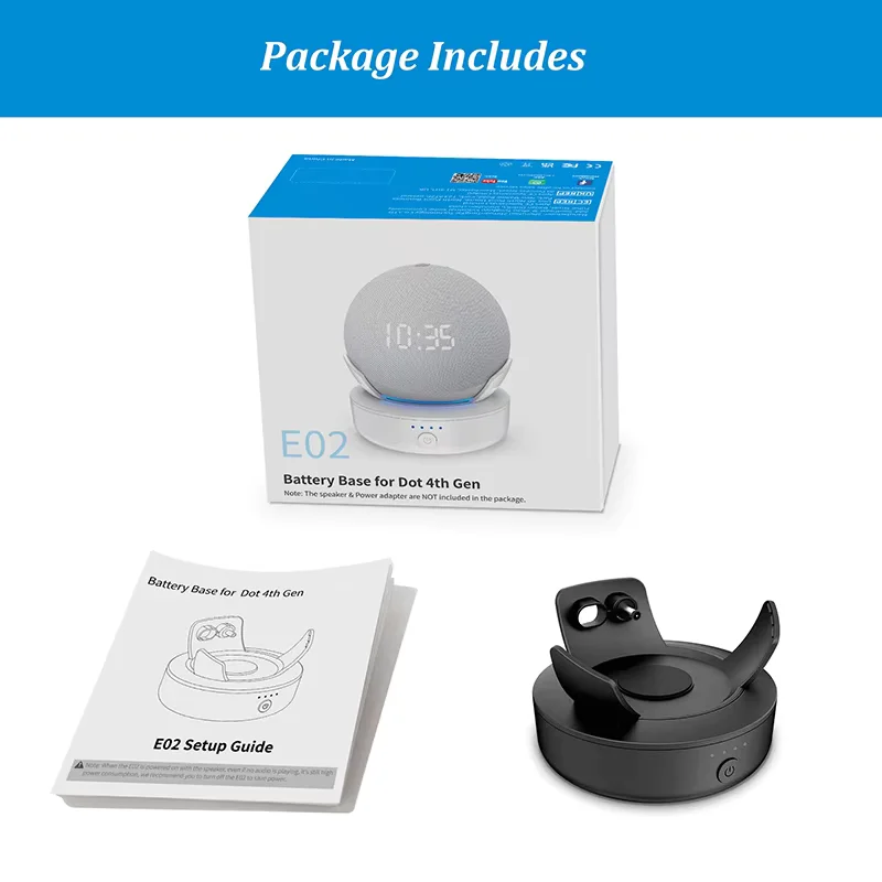 PlusAcc Portable Battery Base 10000mAh – Portable Charging Dock for Echo Dot 4th & 5th Generation