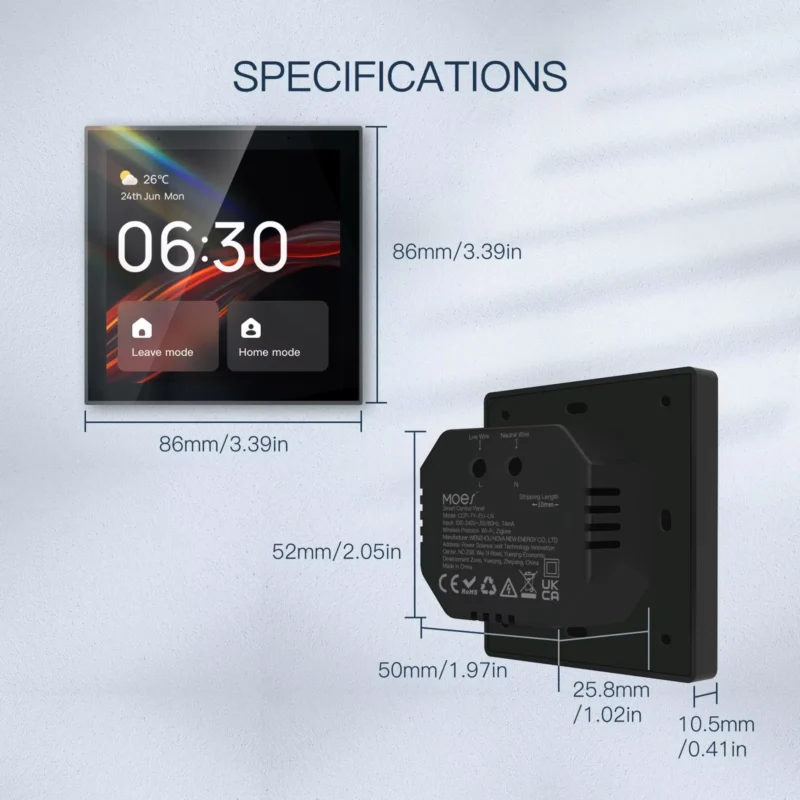 MOES Tuya WiFi Smart Touch Control Panel – لوحة مركزية ذكية بشاشة 4 إنش وتحكم صوتي مدمج