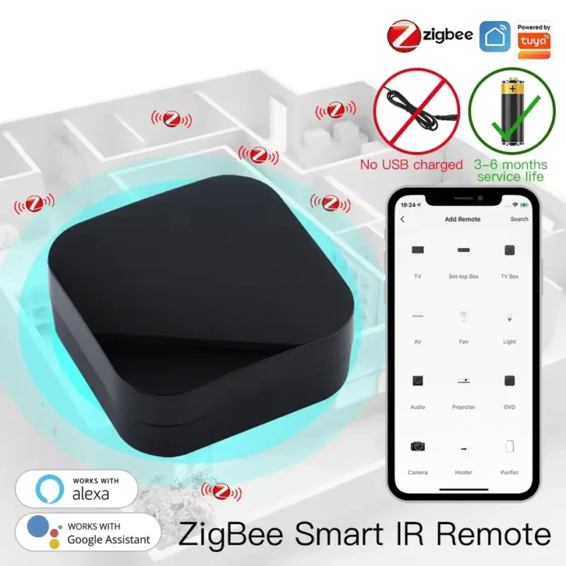 ريموت كنترول ذكي بالأشعة تحت الحمراء (IR) من MOES يعمل مع Tuya، ويدعم ZigBee وواي فاي. 16 ريموت كنترول ذكي بالأشعة تحت الحمراء (IR) من MOES يعمل مع Tuya، ويدعم ZigBee وواي فاي.