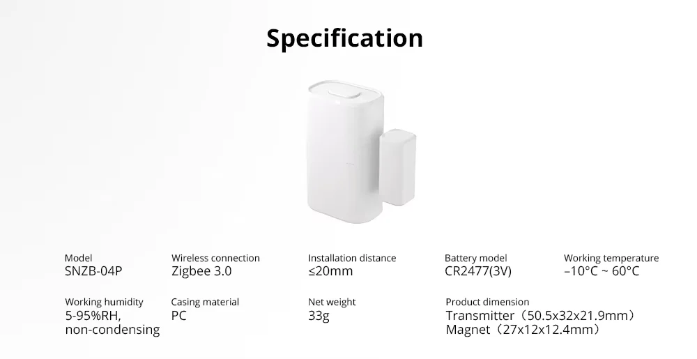 SONOFF SNZB-04P Zigbee Door/Window Sensor – راقب دخول منزلك وفعّل المشاهد الذكية تلقائياً