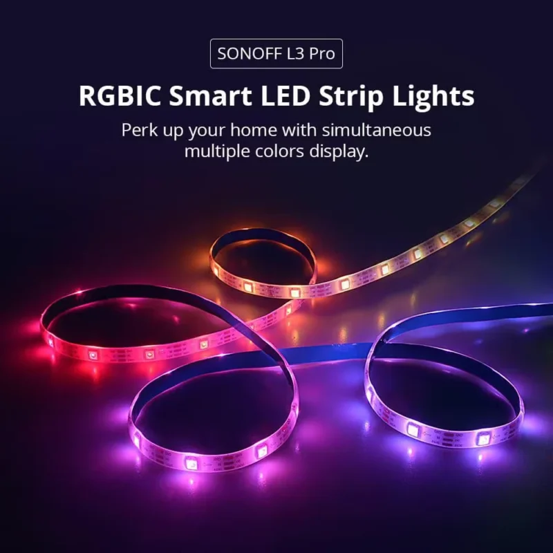 SONOFF L3 Pro شريط إضاءة ذكي واي فاي بطول 5 أمتار RGBIC، مزامنة موسيقى وتحكم صوتي Alexa Google Home