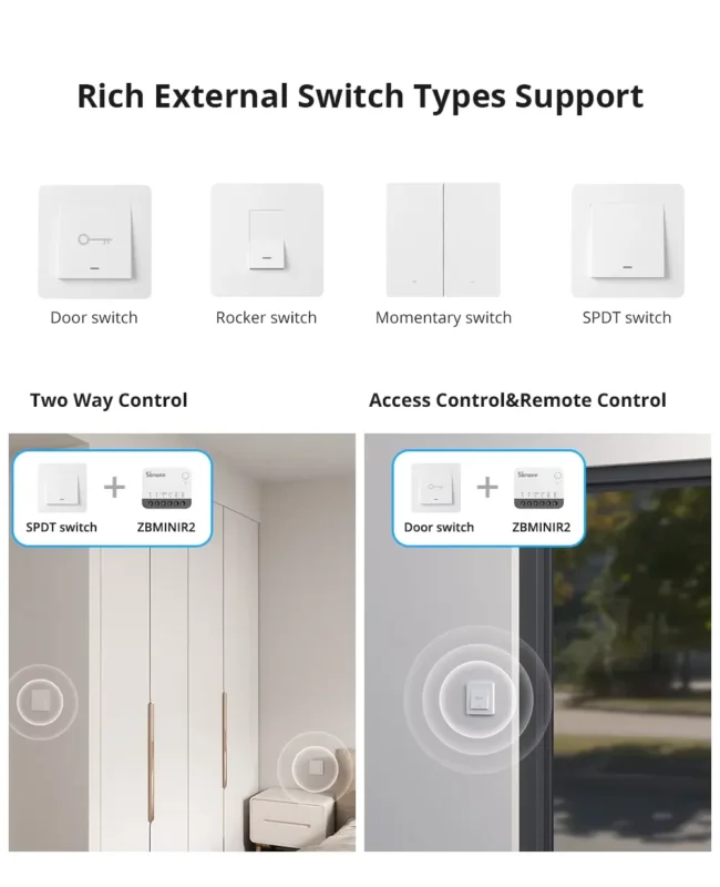 SONOFF ZBMINIR2 – مفتاح ذكي Zigbee صغير الحجم بقدرات واسعة وتحكم عن بعد عبر تطبيق eWeLink