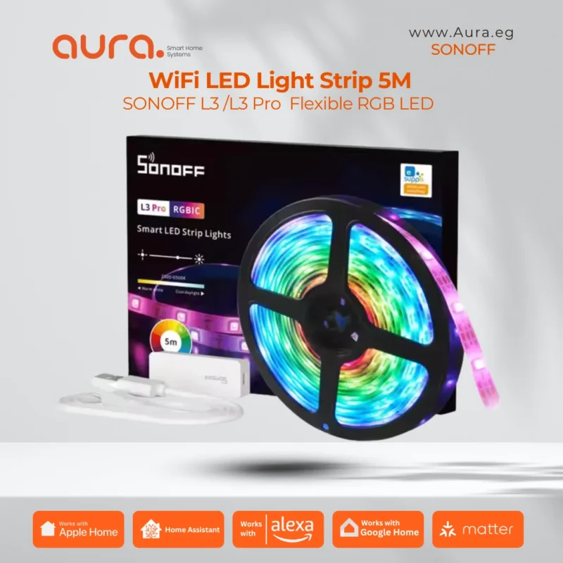 SONOFF L3 Pro شريط إضاءة ذكي واي فاي بطول 5 أمتار RGBIC، مزامنة موسيقى وتحكم صوتي Alexa Google Home