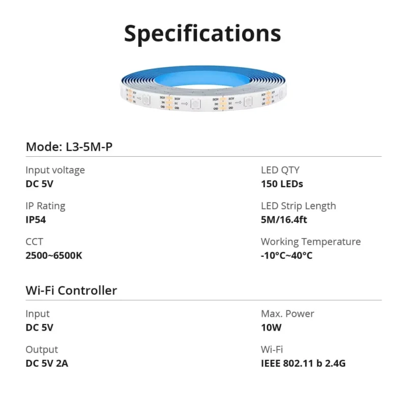SONOFF L3 Pro شريط إضاءة ذكي واي فاي بطول 5 أمتار RGBIC، مزامنة موسيقى وتحكم صوتي Alexa Google Home