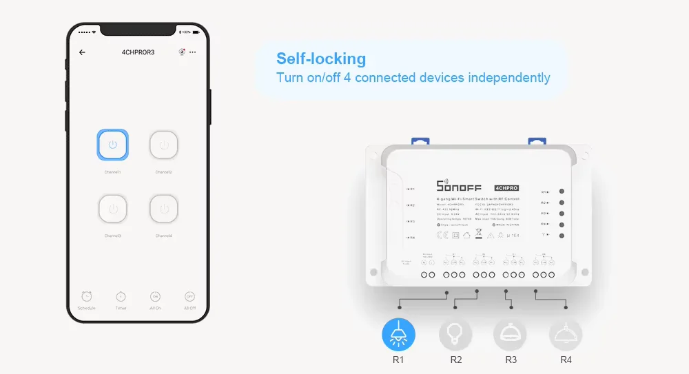 SONOFF 4CH PRO R3 – 4-channel smart switch with WiFi and RF 433MHz control