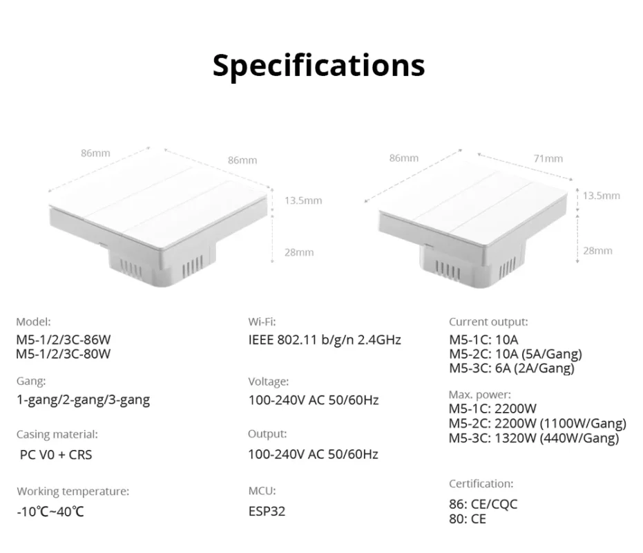 SONOFF SwitchMan M5 Matter - Smart Wall Switch