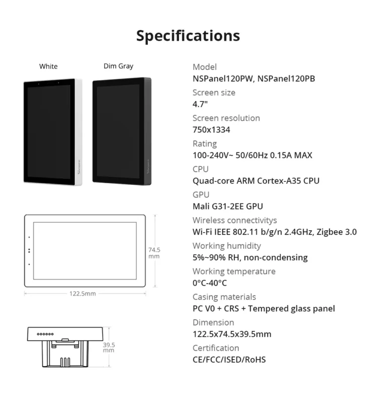 SONOFF NSPanel Pro 120 - Smart Home Monitor