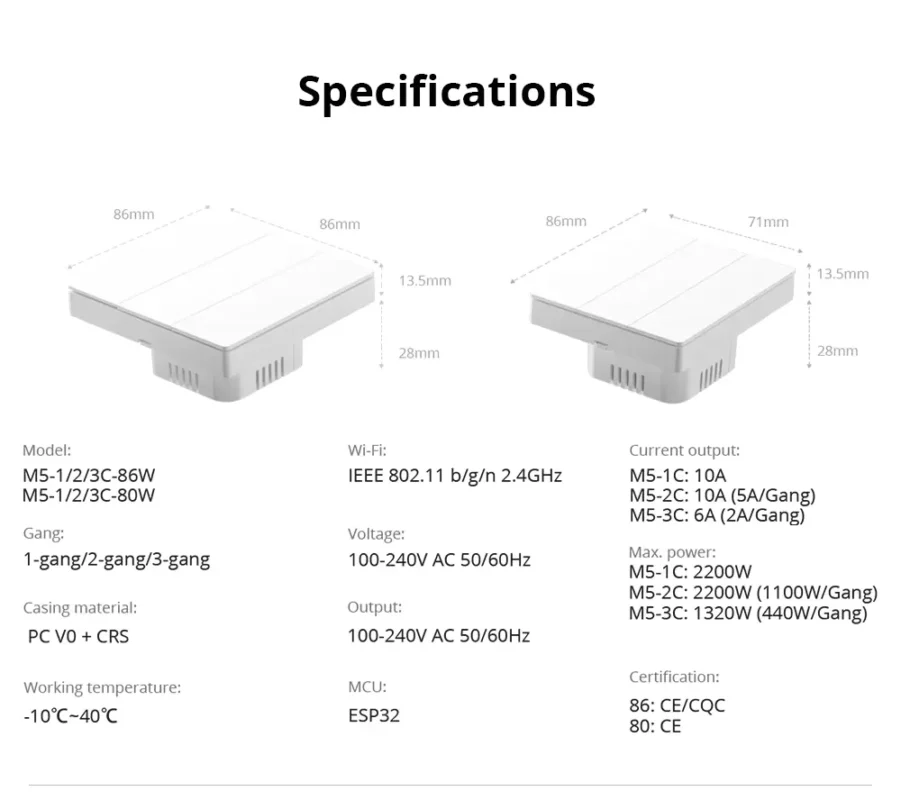 SONOFF SwitchMan M5 Matter - Smart Wall Switch