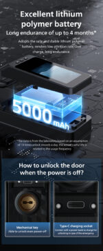 ⁦قفل فيليبس الذكي بالفيديو DDL303-VP-5HWS مع شاشة داخلية 3.5 بوصة وتطبيق Smart Life⁩ - الصورة ⁦10⁩