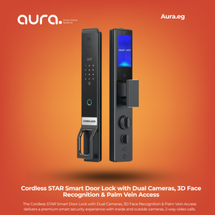 Cordless STAR Smart Door Lock with Dual Cameras, 3D Face Recognition & Palm Vein Access