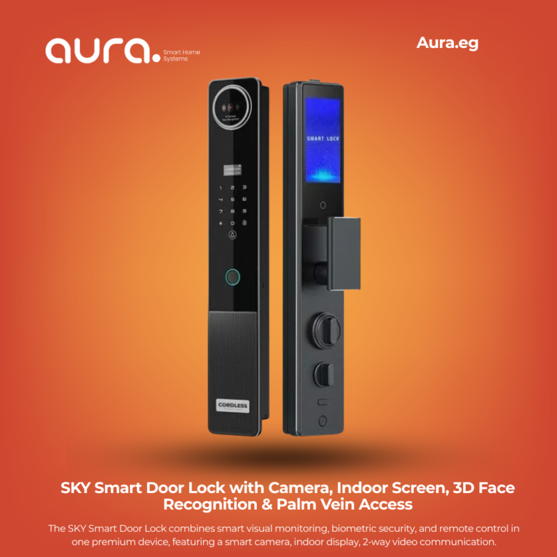 SKY Smart Door Lock with Camera, Indoor Screen, 3D Face Recognition & Palm Vein Access