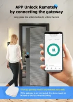 ⁦Catchface O2 Smart Knob Lock – قفل باب ذكي بالبصمة وتطبيق Tuya للأبواب الخشبية⁩ - الصورة ⁦8⁩
