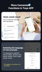 ⁦Catchface O2 Smart Knob Lock – قفل باب ذكي بالبصمة وتطبيق Tuya للأبواب الخشبية⁩ - الصورة ⁦9⁩