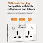⁦Tuya Zigbee UK Smart Wall Socket with USB-C PD 70W – مقبس جداري ذكي مع شحن فائق السرعة⁩ - الصورة ⁦9⁩