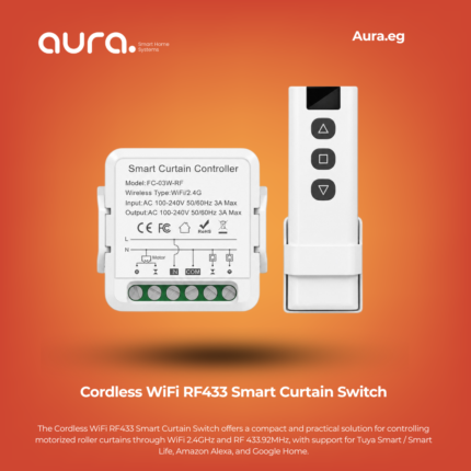 Cordless WiFi RF433 Smart Curtain Switch – Mobile Control with Alexa & Google Support