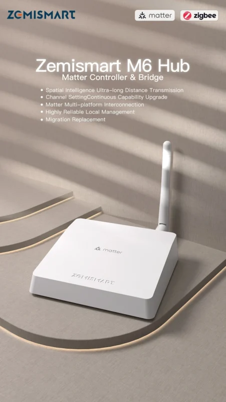 Zemismart M6 Matter Zigbee Hub – Smart Home Bridge for Google Home, HomeKit & SmartThings