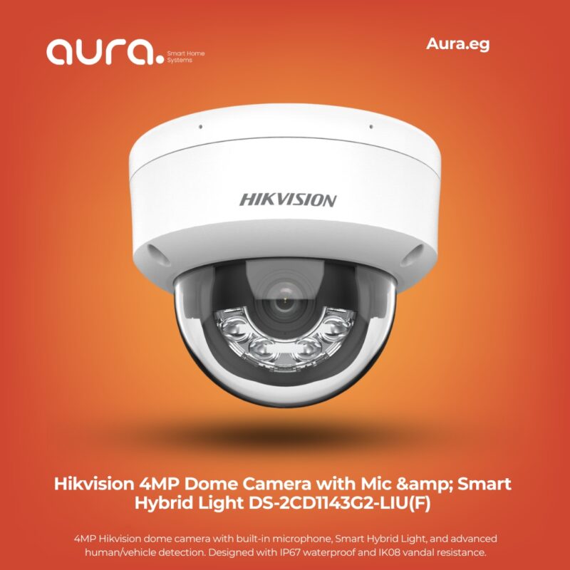 Hikvision 4MP Dome Camera with Mic & Smart Hybrid Light – IK08 Vandal Resistant – DS-2CD1143G2-LIU(F)