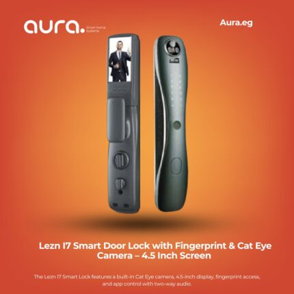 Lezn I7 Smart Door Lock with Fingerprint & Cat Eye Camera – 4.5 Inch Screen – App Control & Two-Way Audio