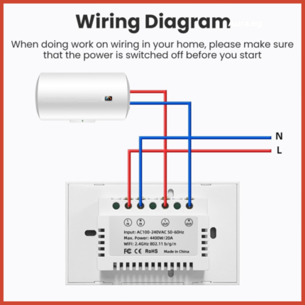 AVATTO BS16 WiFi Smart Boiler Switch White 20A – Touch Control with Tuya Smart & Smart Life