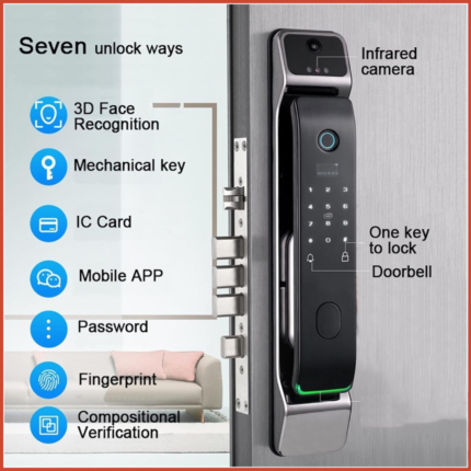Cordless CL-08 Smart Door Lock – 3D Face ID, Magic Eye Camera & Tuya Smart App Control