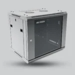 Professional 9U wall-mounted network cabinet from Hikvision, designed to organize and protect networking, CCTV, and IT equipment. Compatible with 19-inch rack standards, ideal for smart home and commercial installations.