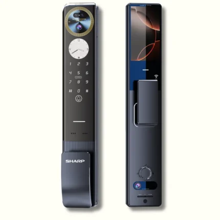SHARP H4-FV Smart Door Lock with 3D Face Recognition, Palm Vein, 5.0” Screen & Tuya App