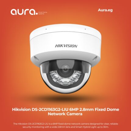 Hikvision DS-2CD1163G2-LIU 6MP 2.8mm Fixed Dome Network Camera with Smart Hybrid Light & Built-in Microphone
