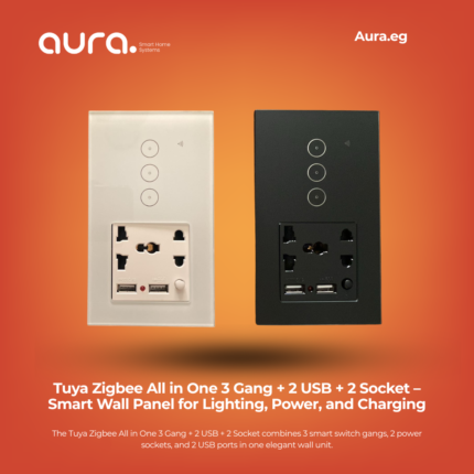 Tuya Zigbee All in One 3 Gang + 2 USB + 2 Socket – Smart Wall Panel for Lighting, Power, and Charging