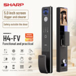 ⁦قفل ذكي SHARP H4-FV ببصمة الوجه وأوردة الكف وشاشة 5 بوصة مع تطبيق Tuya⁩ - الصورة ⁦3⁩