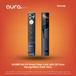 SHARP H4-FV Smart Door Lock with 3D Face Recognition, Palm Vein, 5.0” Screen & Tuya App