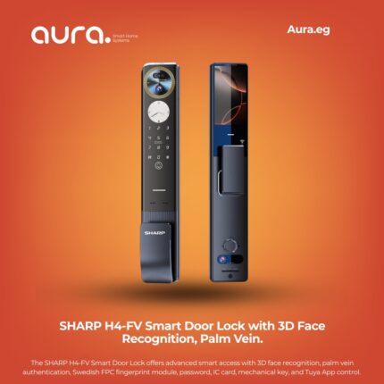 SHARP H4-FV Smart Door Lock with 3D Face Recognition, Palm Vein, 5.0” Screen & Tuya App