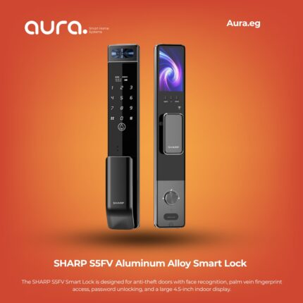SHARP S5FV Aluminum Alloy Smart Lock with Face Recognition, Palm Vein Fingerprint & 4.5” Screen