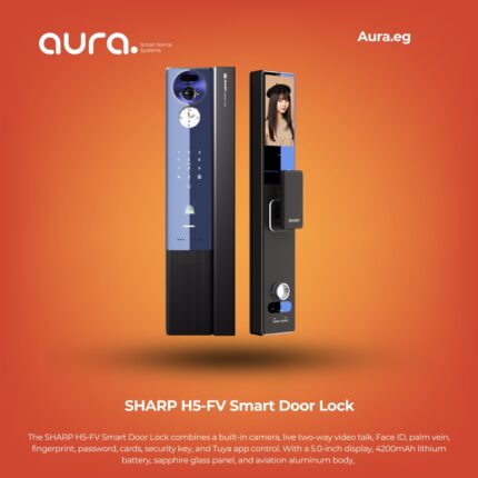 SHARP H5-FV Smart Door Lock with Camera, Live Video Talk, Face ID, Palm Vein & Tuya App