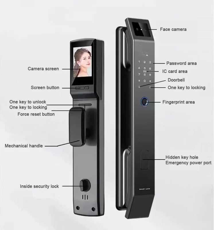 Catchface D14P Face Version Smart Lock with 3D Face Recognition & Tuya App