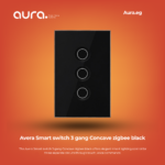 Avera Smart switch 3 gang Concave zigbee black