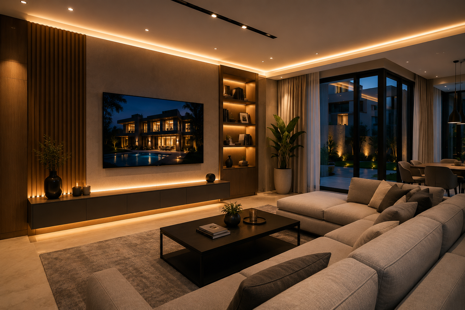 الإضاءة الذكية في المنزل الذكي بالقاهرة الجديدة من Aura Smart Home